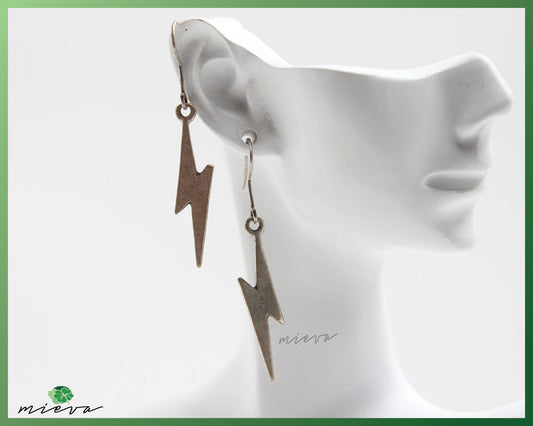 Electric Edge Abstract Silver Lightning Bolt Earrings