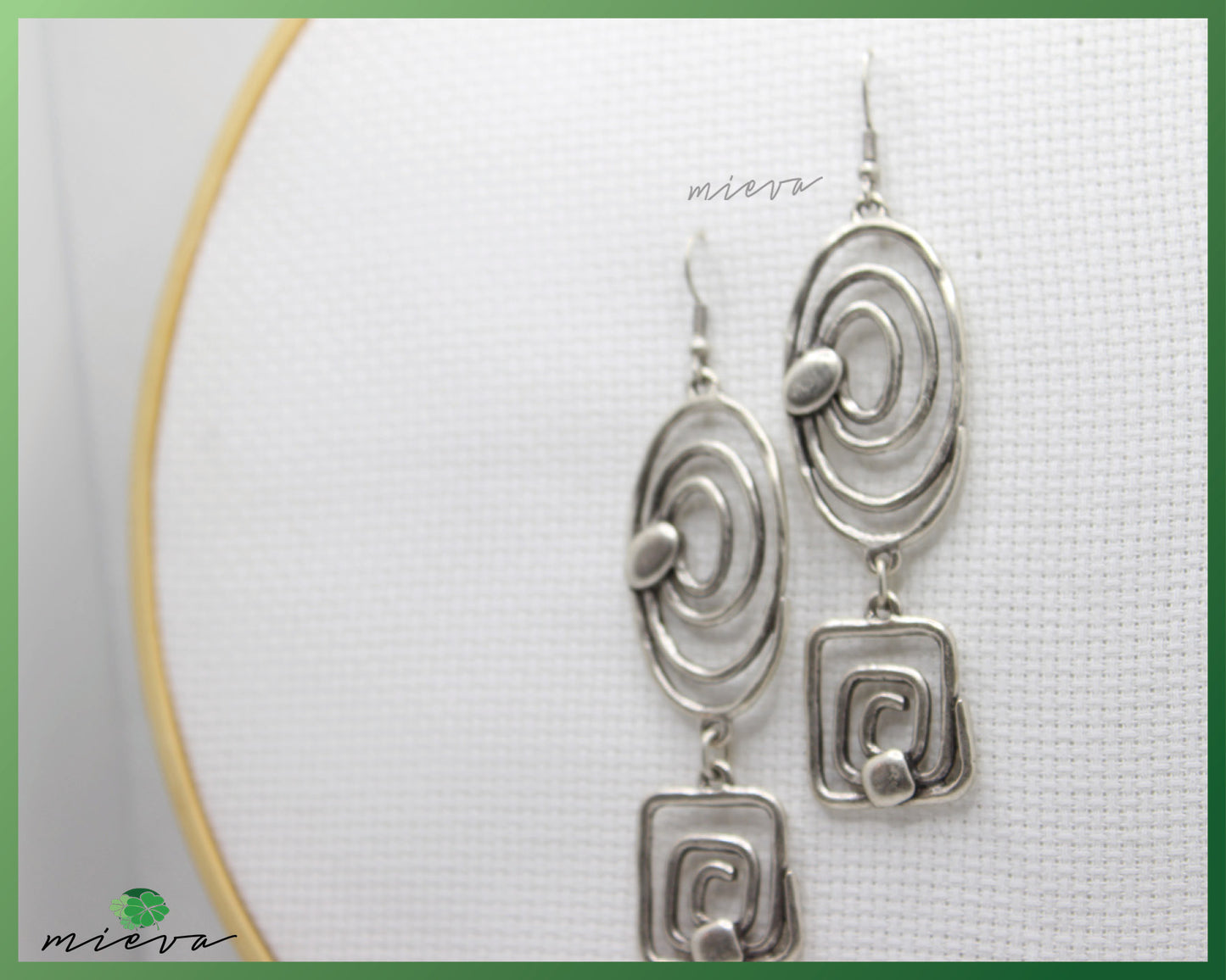 Elegant Spiral and Square Drop Earrings