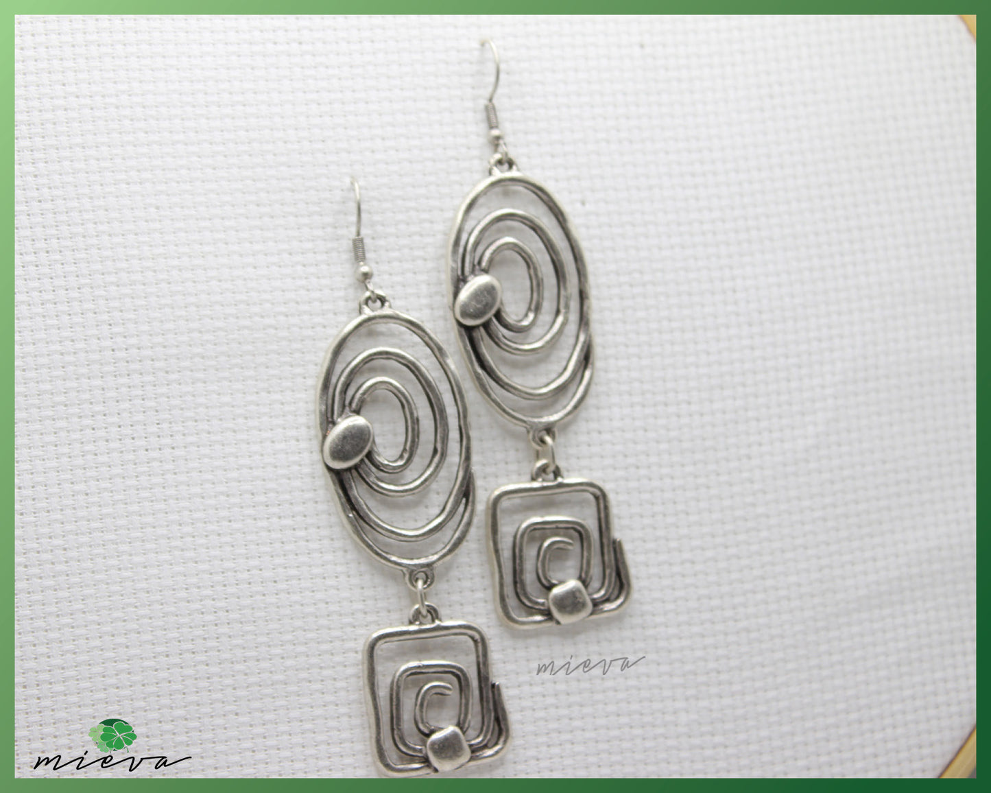 Elegant Spiral and Square Drop Earrings