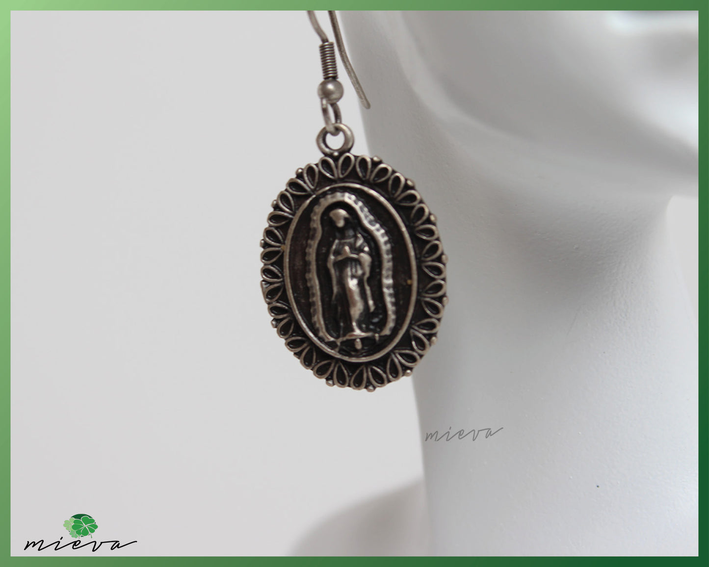 Religious Icon Oval Filigree Earrings