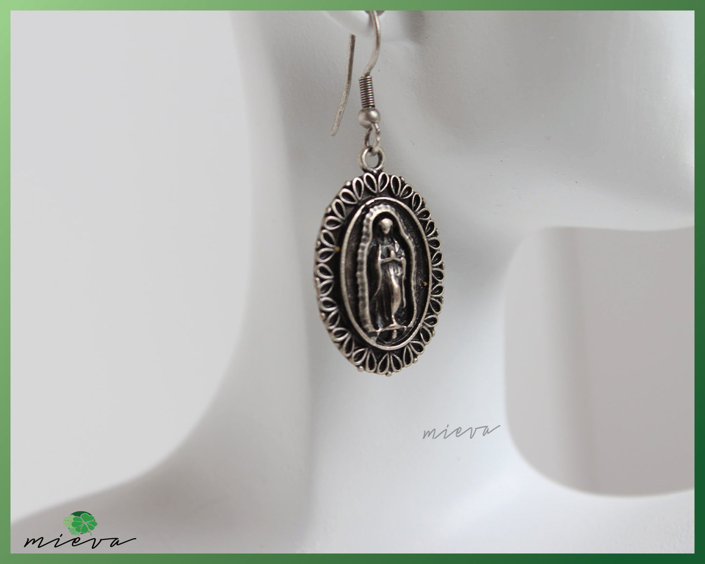 Religious Icon Oval Filigree Earrings