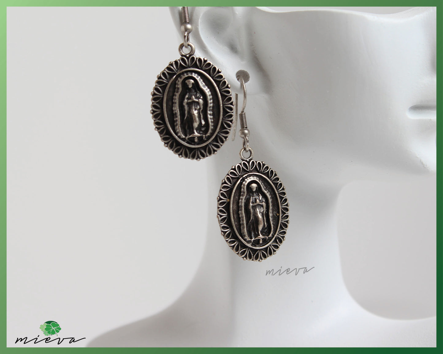 Religious Icon Oval Filigree Earrings