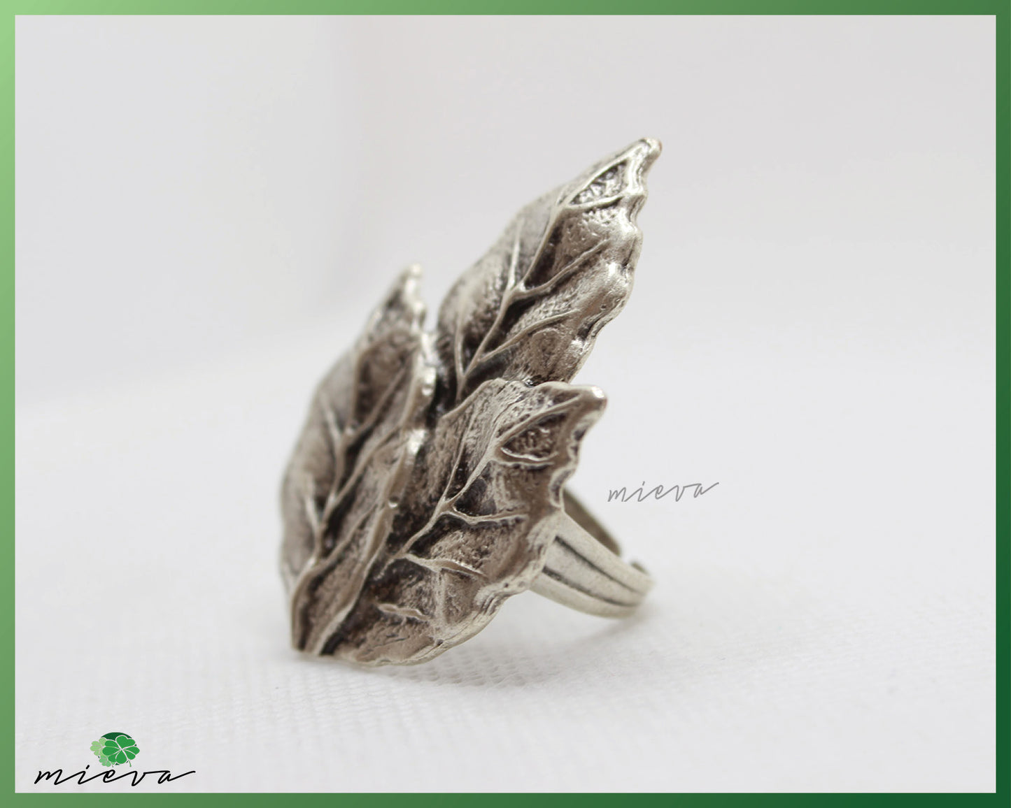 Autumnal Whispers Silver Leaf Ring