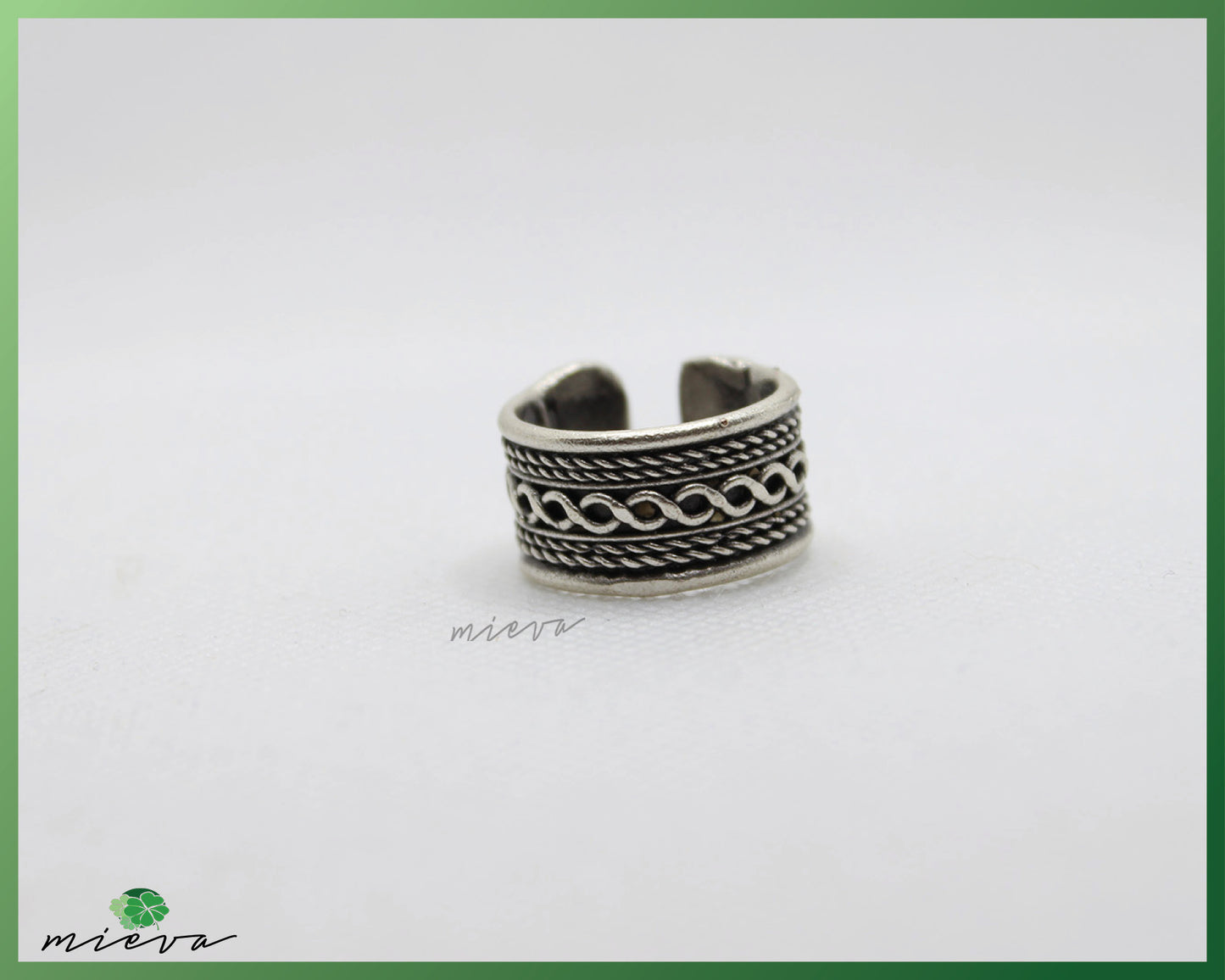 Bohemian Silver Open Band Tribal Ring