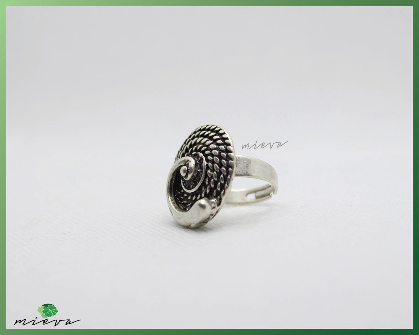 Spiral Motif Silver Textured Ring