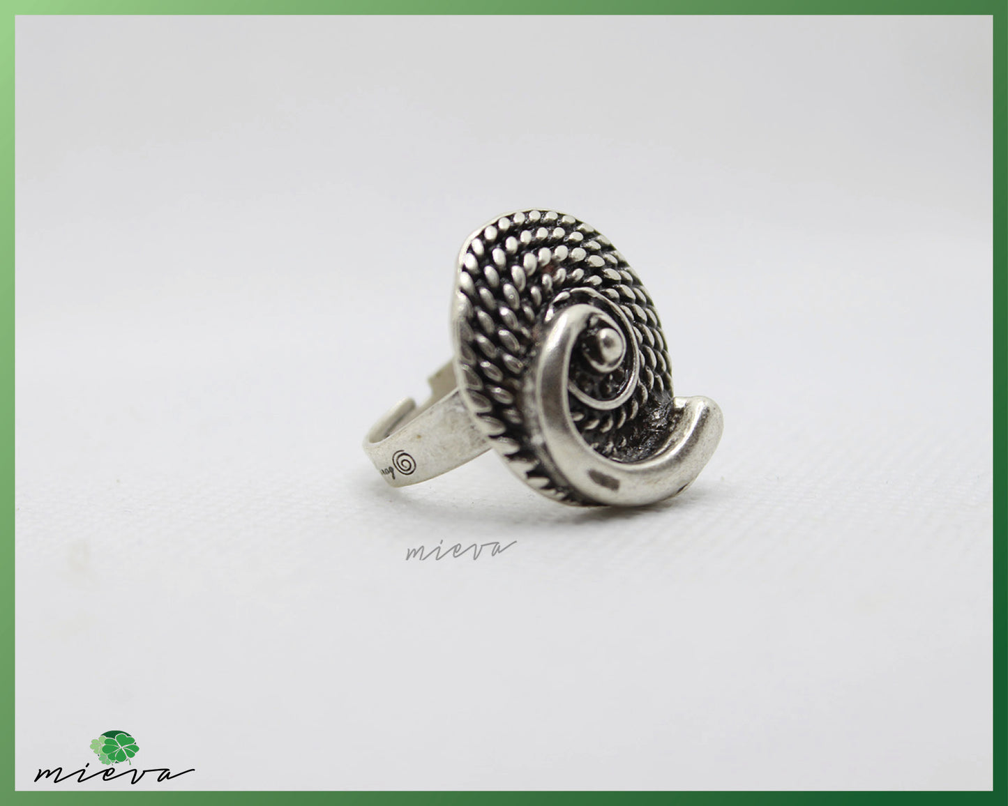Spiral Motif Silver Textured Ring