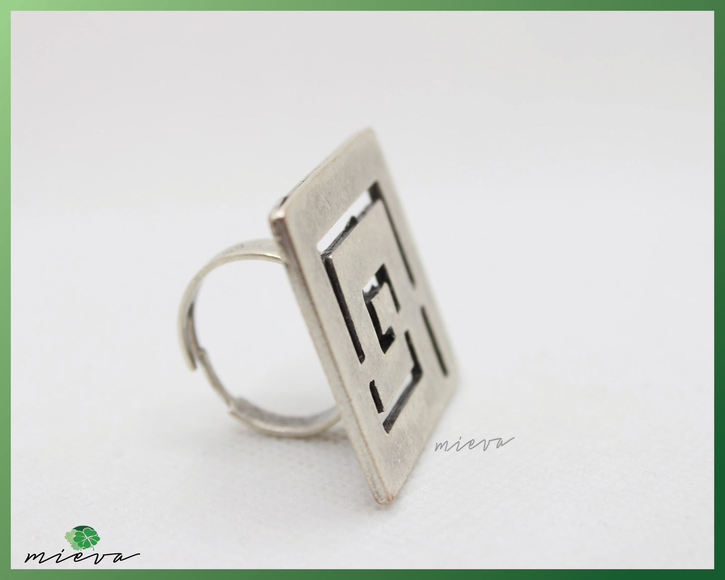 Geometric Modernist Silver Statement Ring