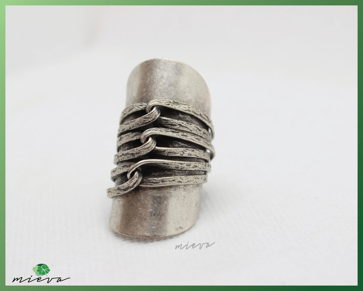 Textured Multi-Band Wrap Silver Ring