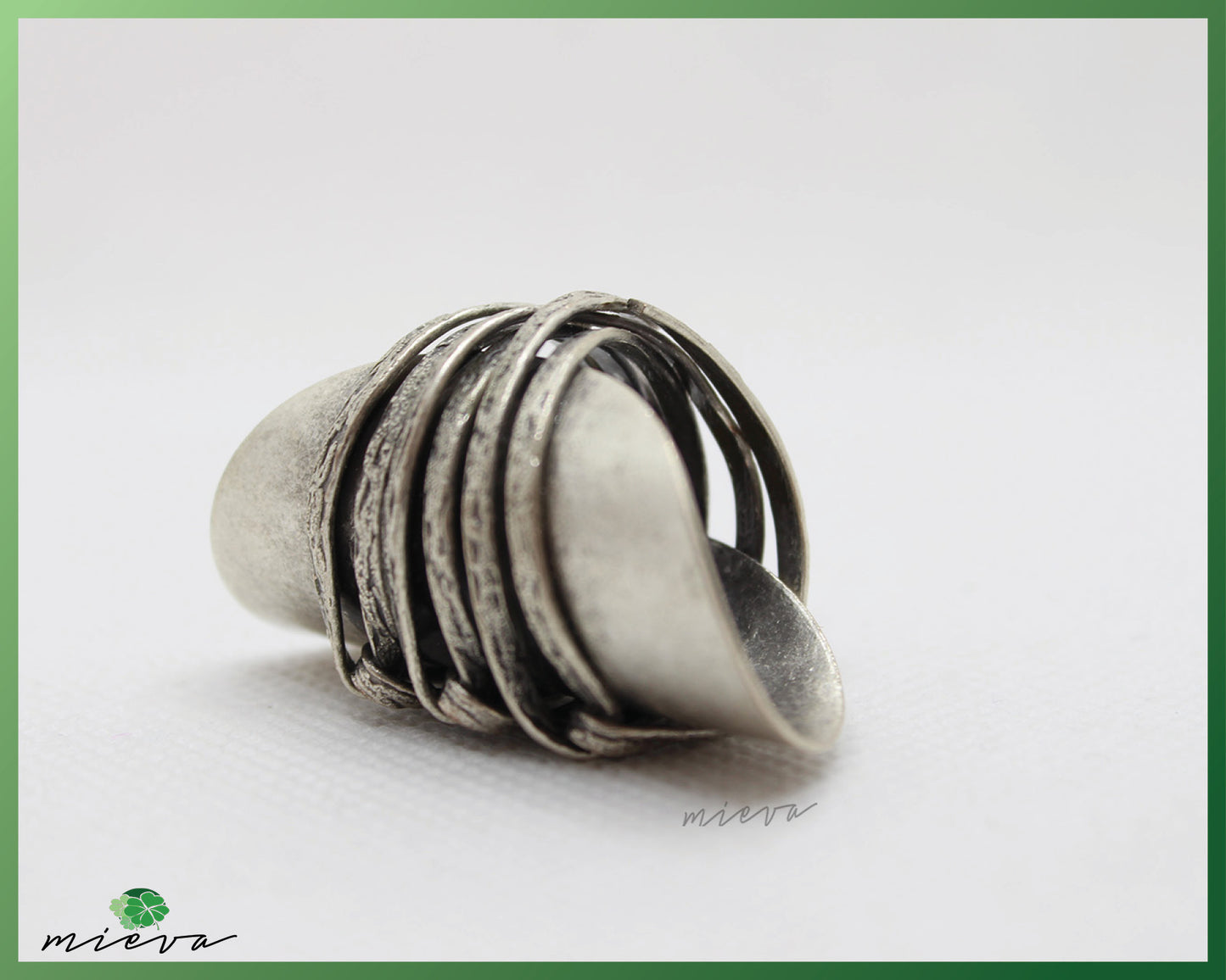 Textured Multi-Band Wrap Silver Ring