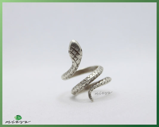 Serpentine Textured Silver Coil Ring