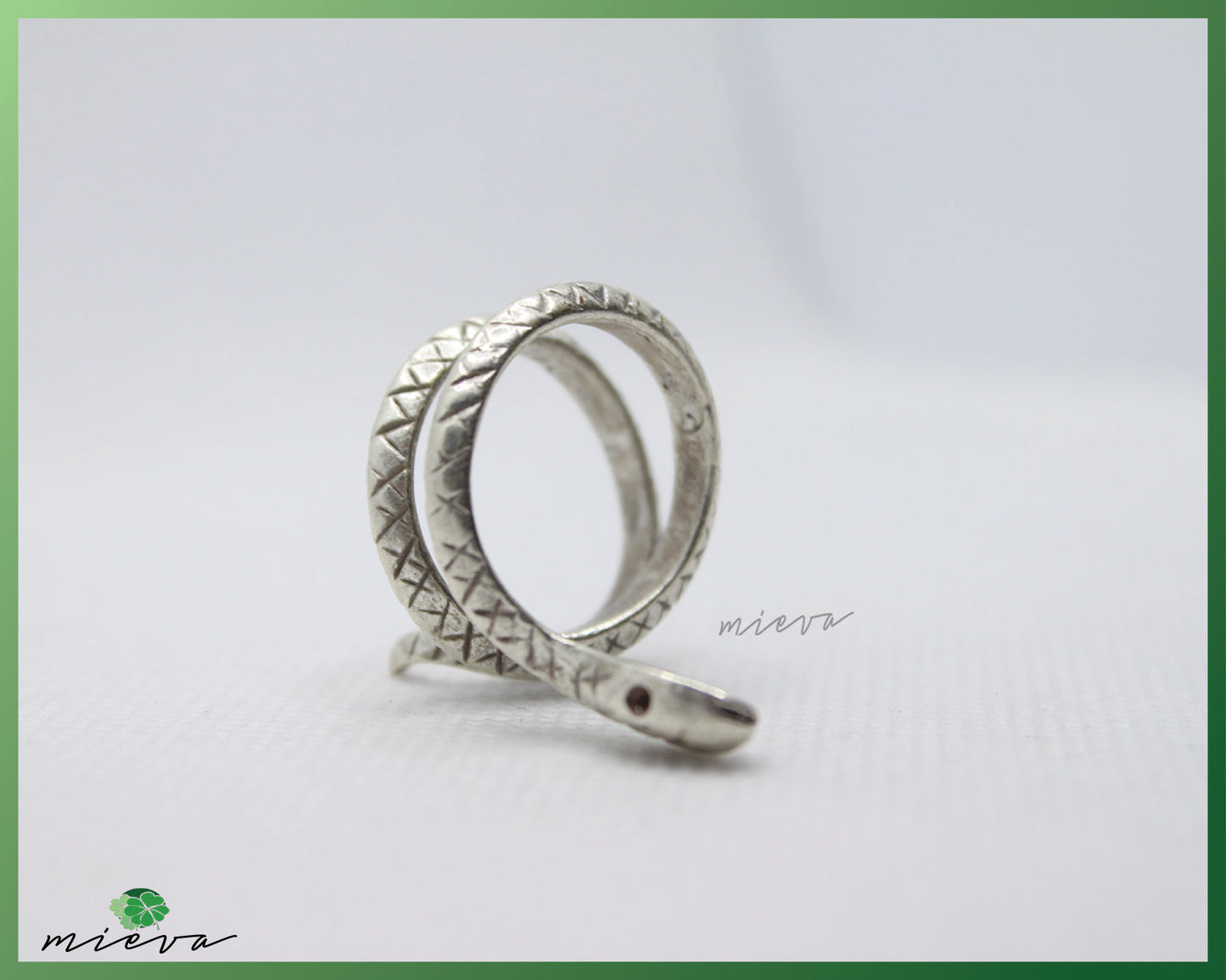 Serpentine Textured Silver Coil Ring