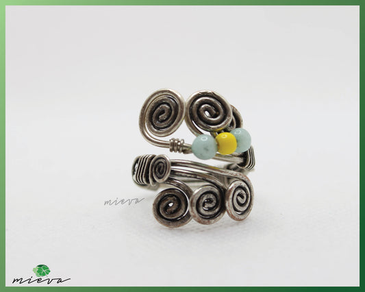 Handcrafted Spiral Beaded Wire Ring