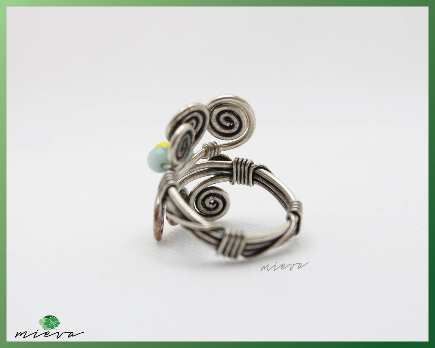 Handcrafted Spiral Beaded Wire Ring