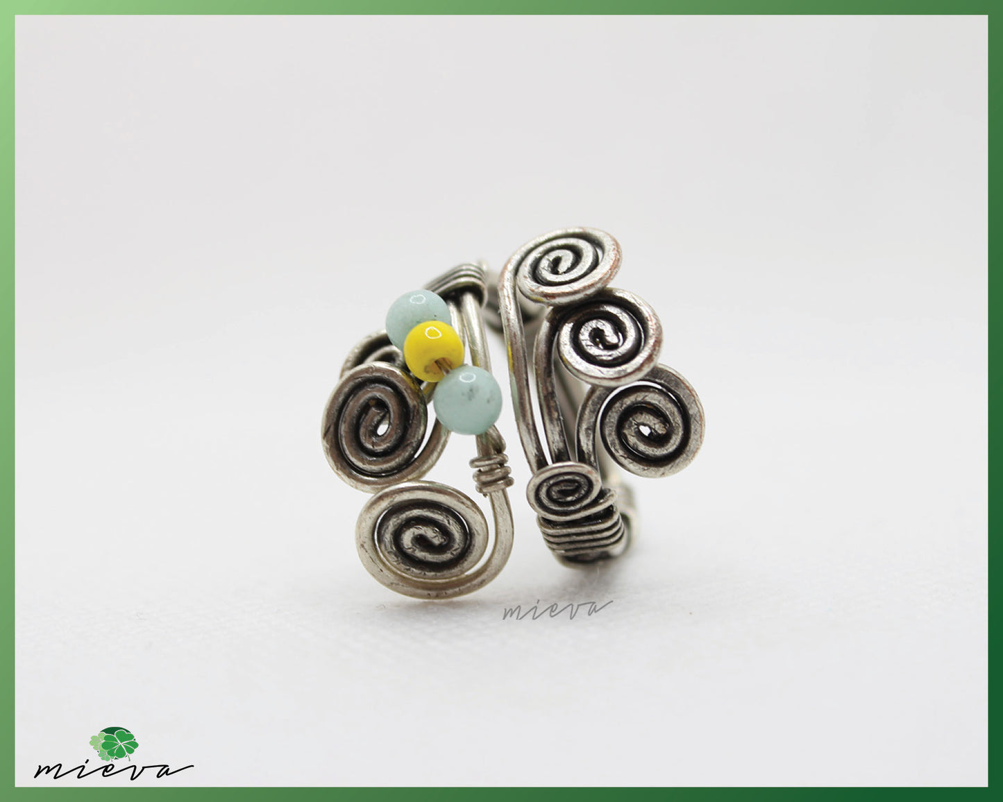Handcrafted Spiral Beaded Wire Ring