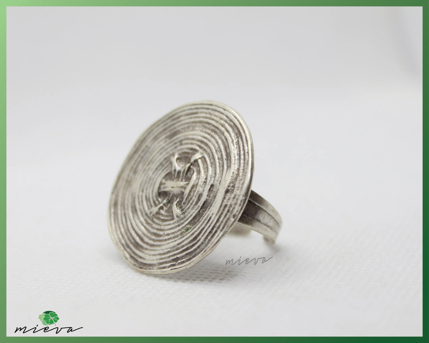 Modernist Textured Silver Disc Ring