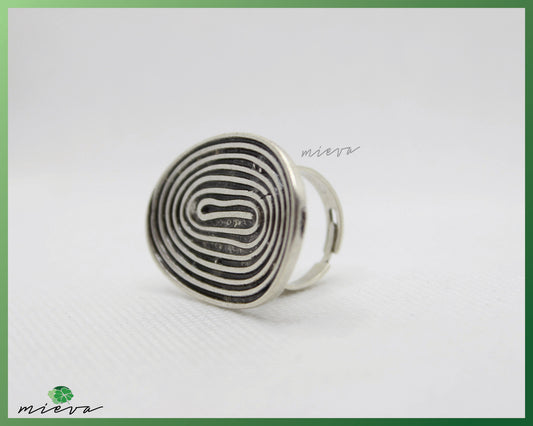 Geometric Layered Oval Silver Ring