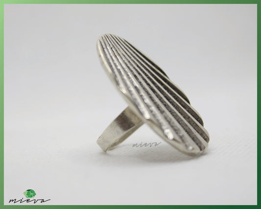 Sleek Modernist Silver Wing Ring