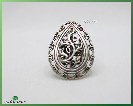 Victorian Filigree Silver Oval Ring