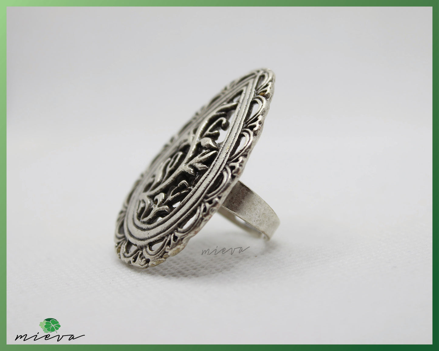 Victorian Filigree Silver Oval Ring