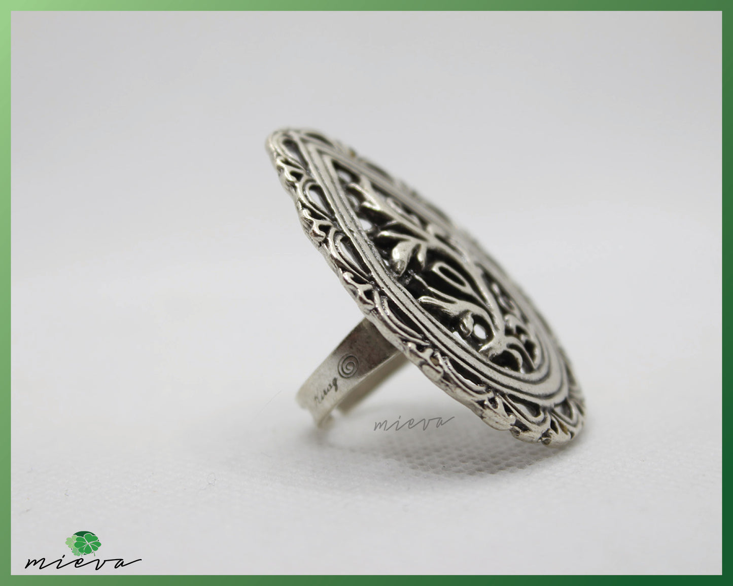 Victorian Filigree Silver Oval Ring