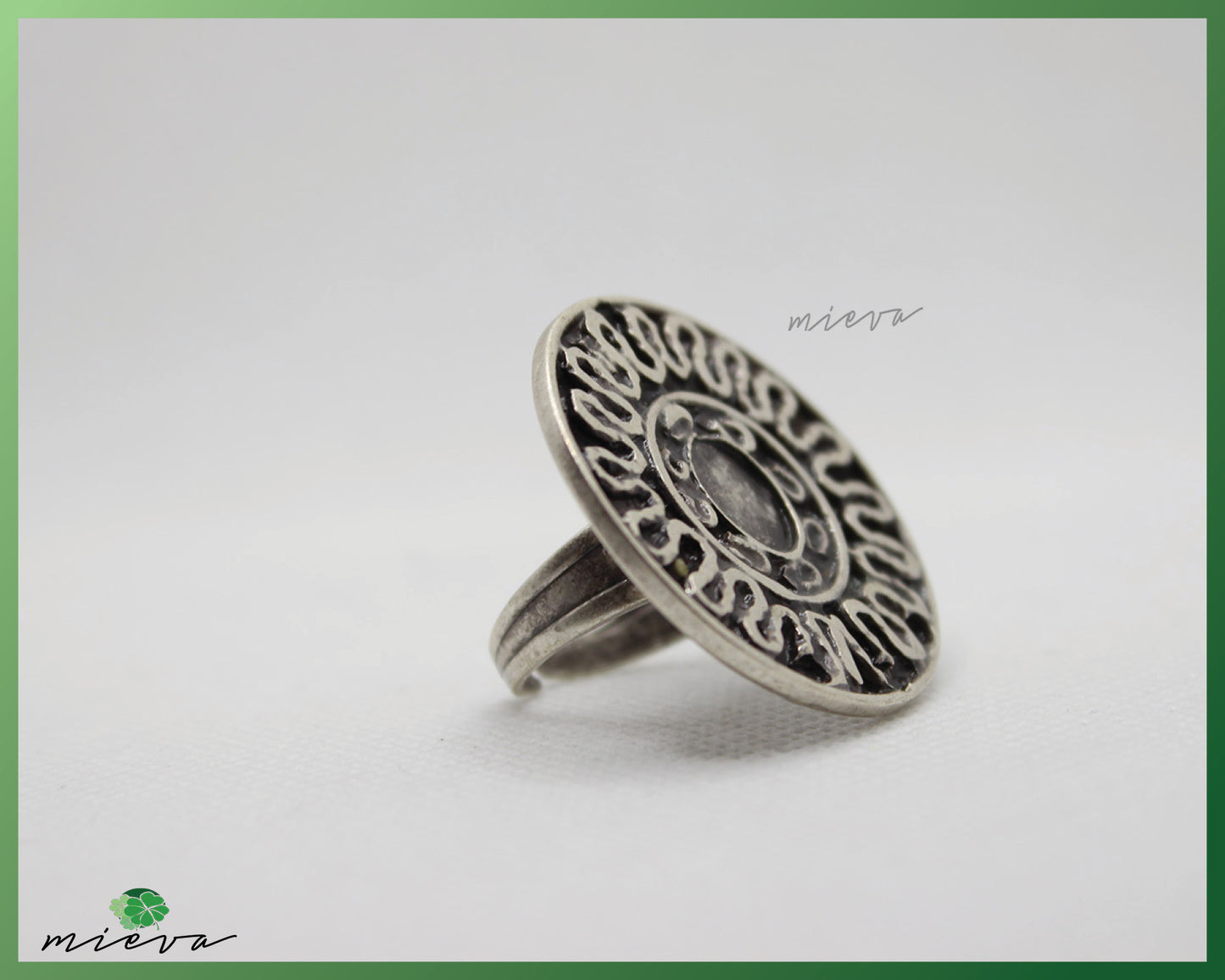 Antique Style Carved Spiral Silver Ring