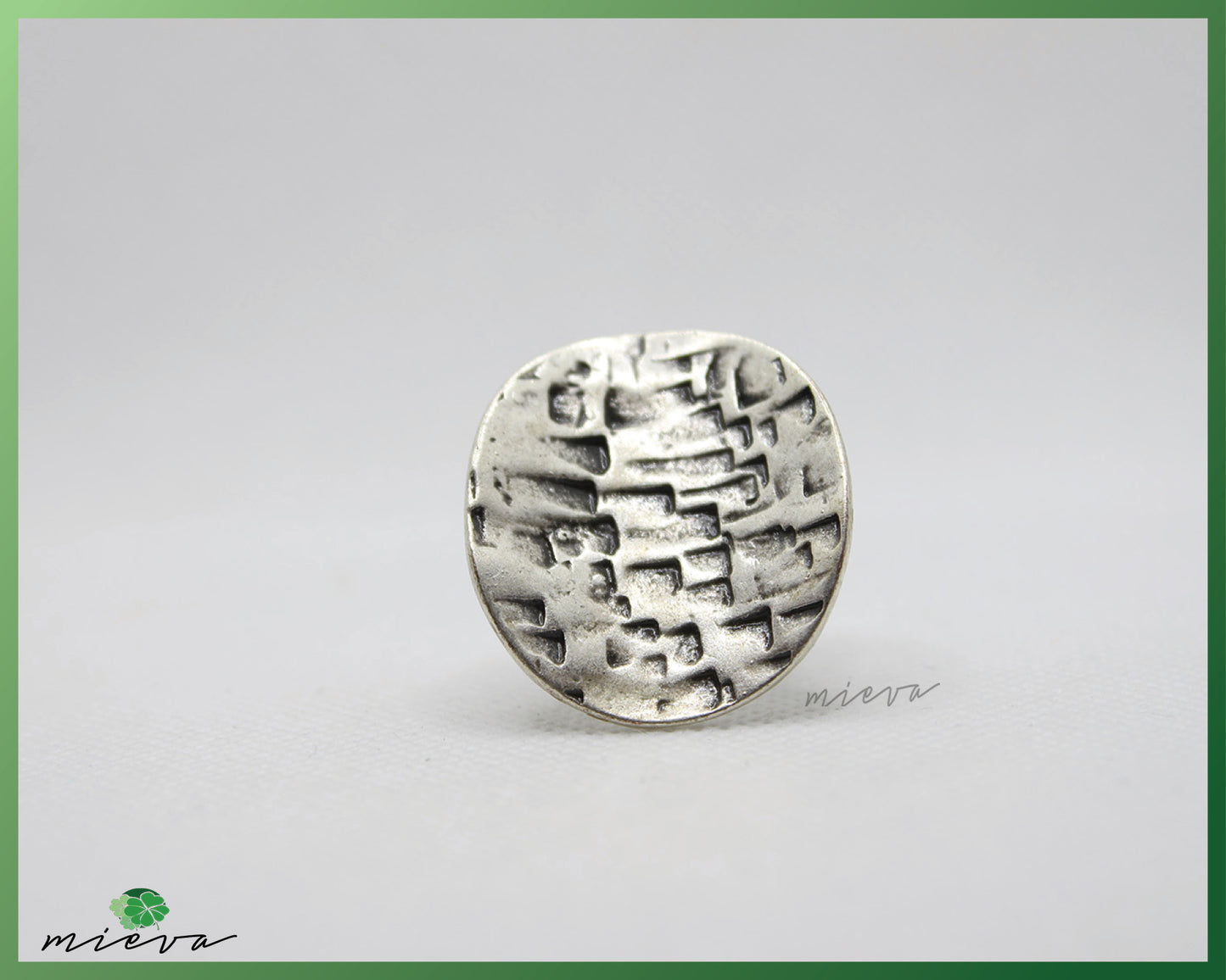 Abstract Geometric Etched Silver Ring