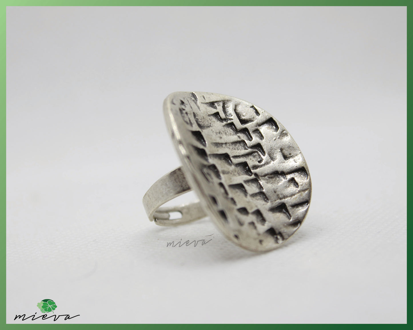 Abstract Geometric Etched Silver Ring