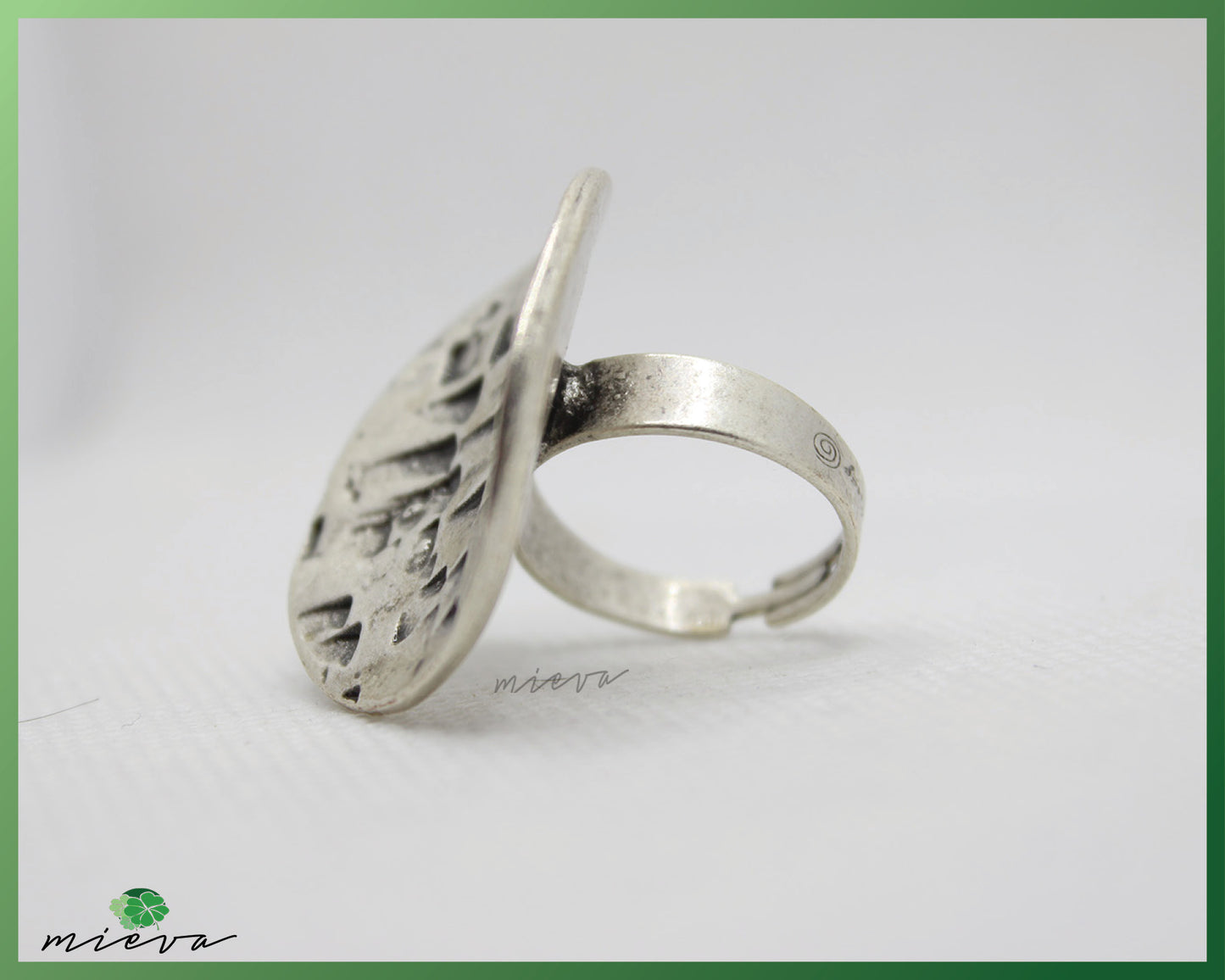 Abstract Geometric Etched Silver Ring