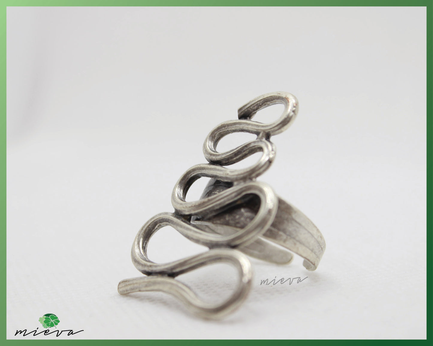 Abstract Swirls Silver Statement Ring