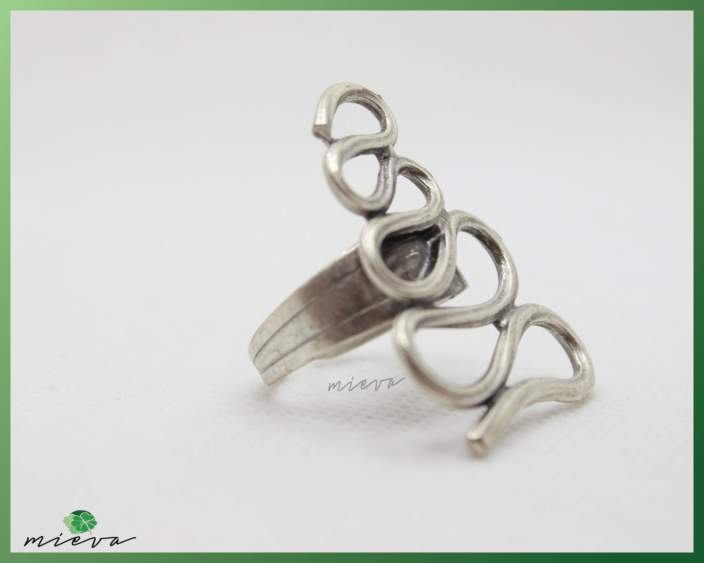 Abstract Swirls Silver Statement Ring