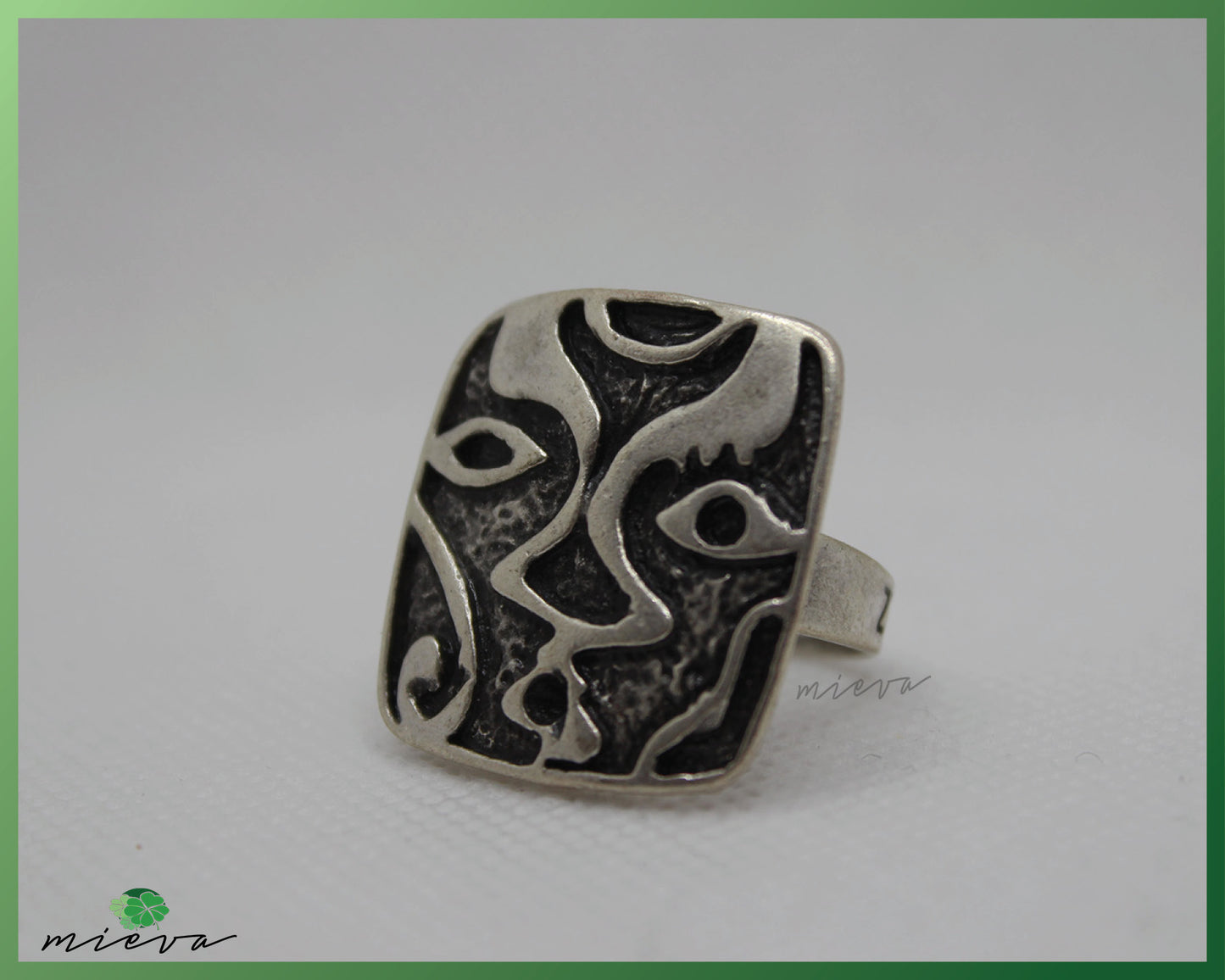 Enigmatic Eyes Silver Statement Ring