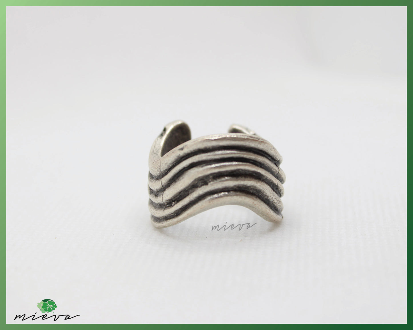 Artisanal Silver Abstract Geometric Ring