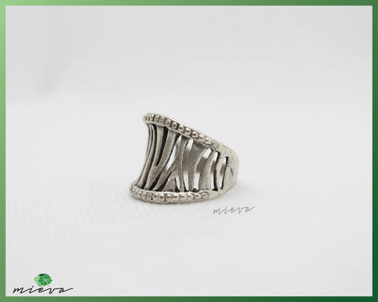 Sculptural Geometric Silver Band