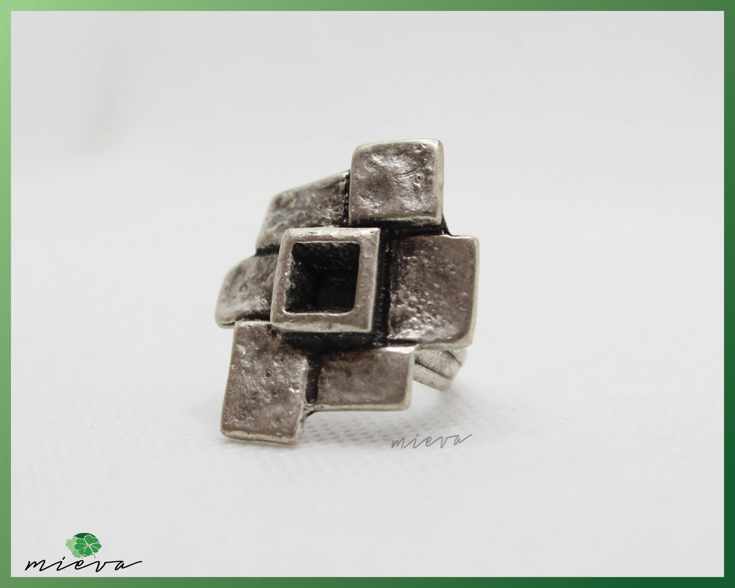 Architectural Geometric Silver Ring