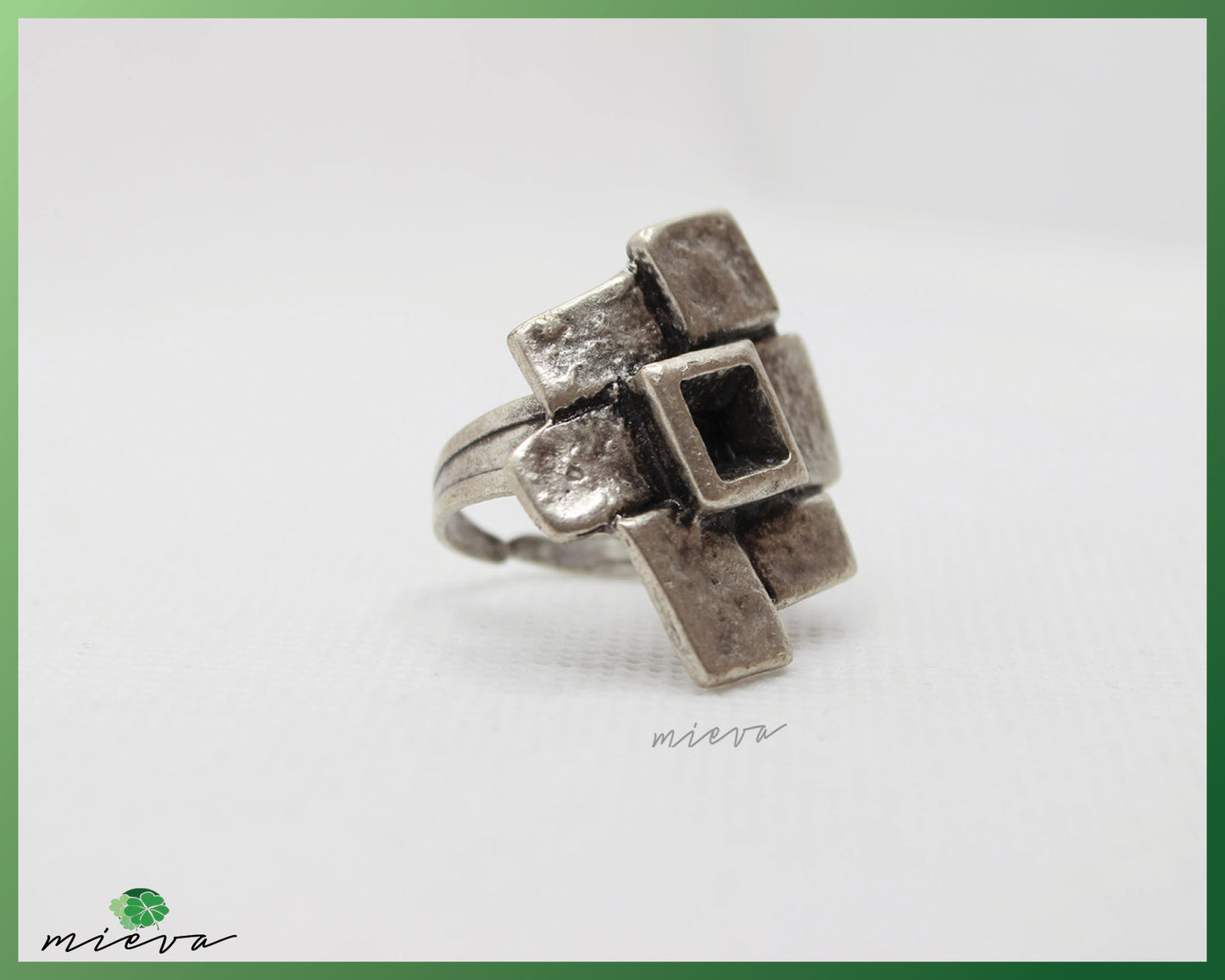 Architectural Geometric Silver Ring