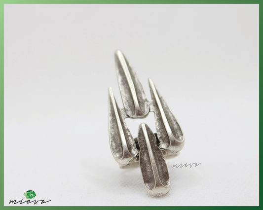 Abstract Silver Spike Cluster Ring
