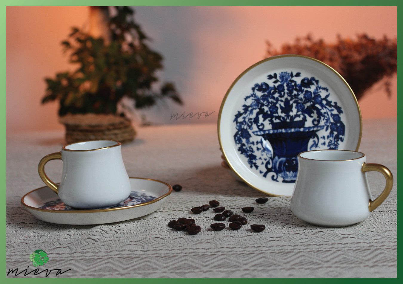 Elegant Porcelain Coffee Cup Set of 6-Majestic Oriental Garden