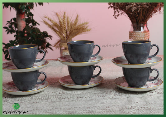 Graceful Floral Porcelain Cup Set