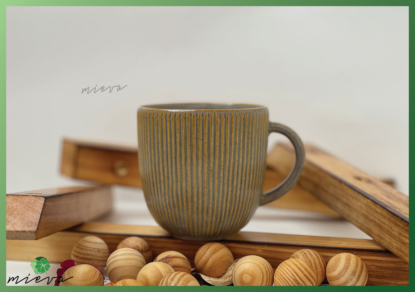 Textured Striped Ceramic Mug in Muted Tones