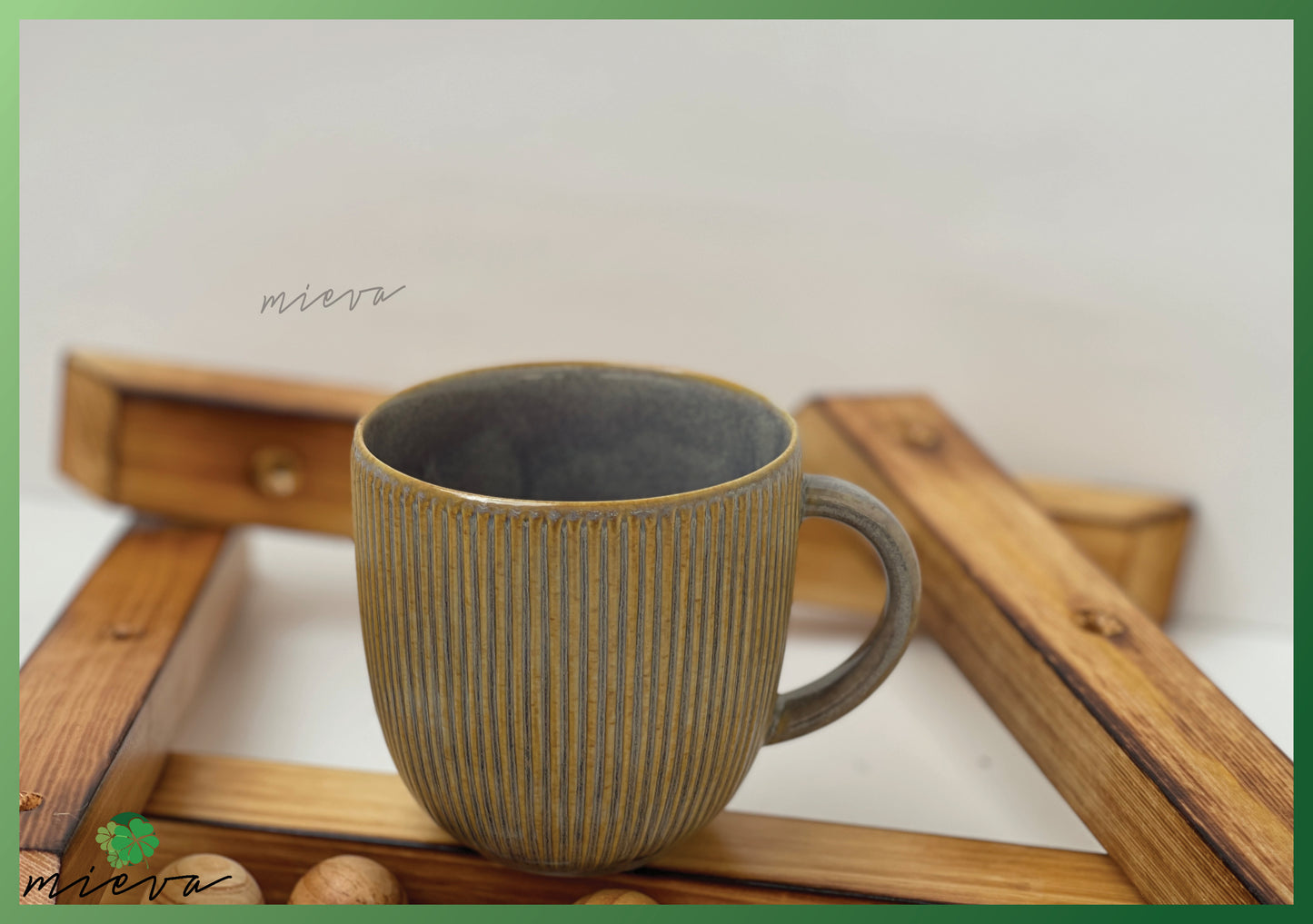 Textured Striped Ceramic Mug in Muted Tones