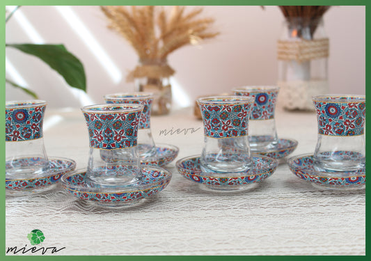 Ornate Cultural Tea Glass Set - Seljuk Star