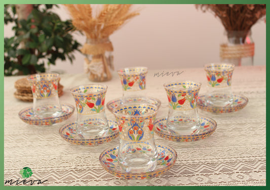 Ornate Cultural Tea Glass Set - Persian Paisley