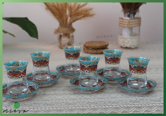 Ornate Cultural Tea Glass Set - Anatolian Peony