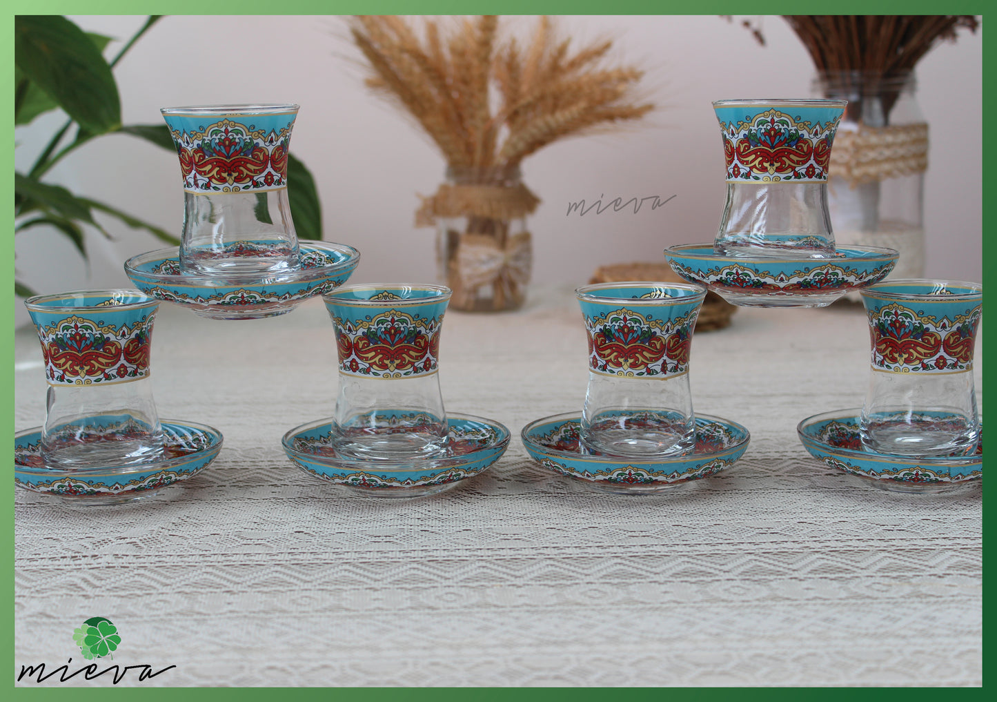 Ornate Cultural Tea Glass Set - Anatolian Peony